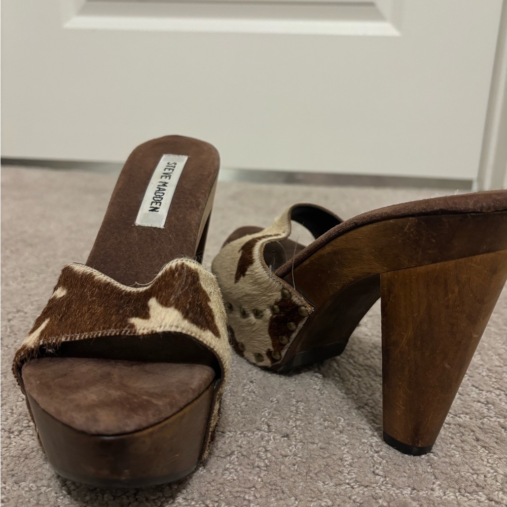 Steve Madden Brown and Cream Women's Heels